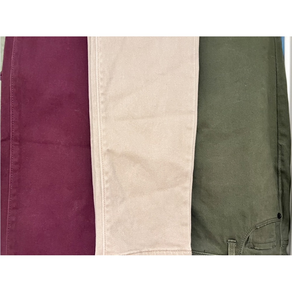Set of 3 Old Navy Rockstar Jeans Burgundy, light Beige, and Dark Olive